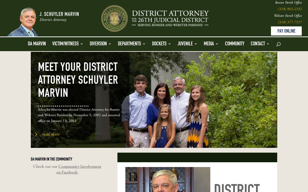 Official 26th Judicial District Attorney information serving Benton and Bossier Parish