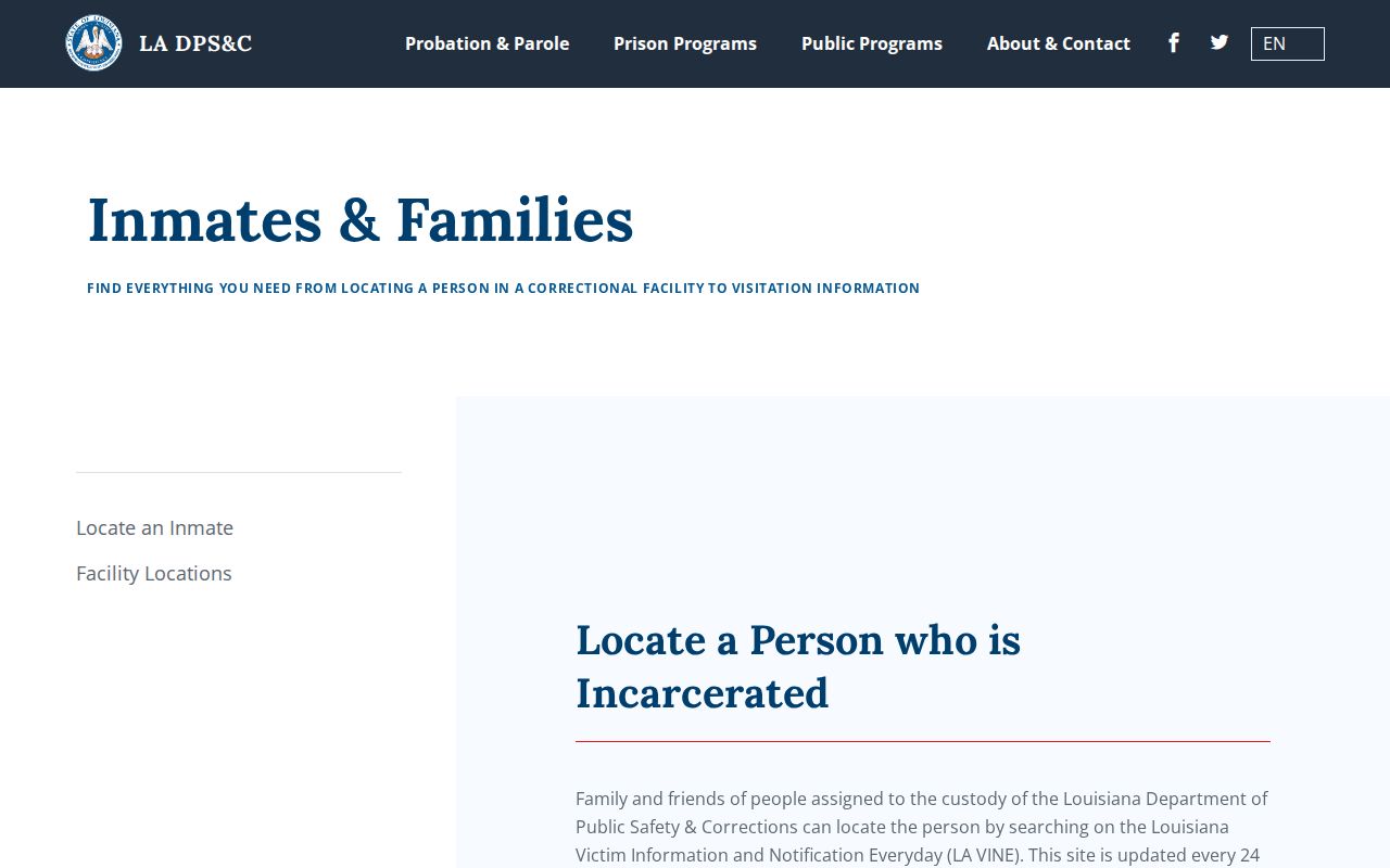 Louisiana imprisoned person locator instructions